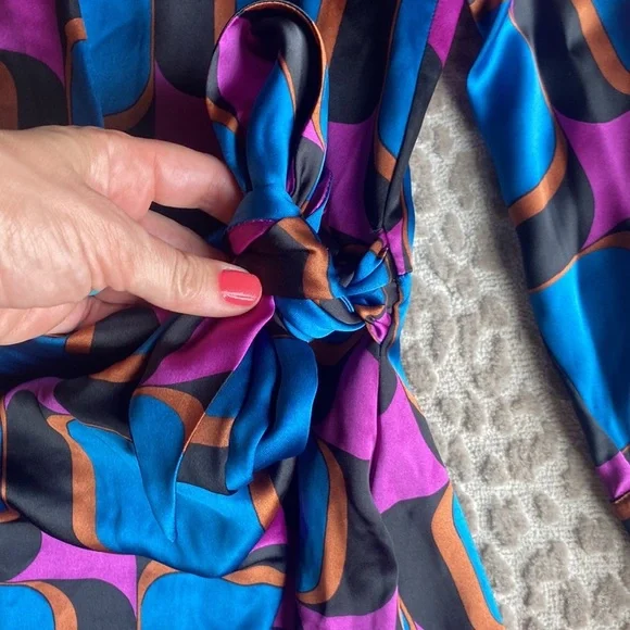 Zara Blue and Purple Geometric Maxi Dress - Picture 5 of 16